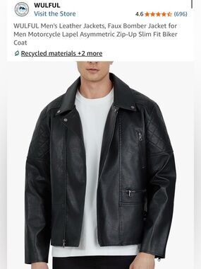 NWT WULFUL Black Faux Leather Motorcycle Biker Jacket Size: Small #Lux-A